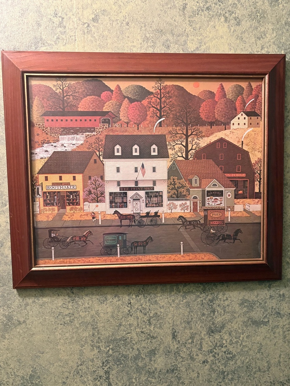 Large Charles Wysocki Village Square print 20x25 Iches